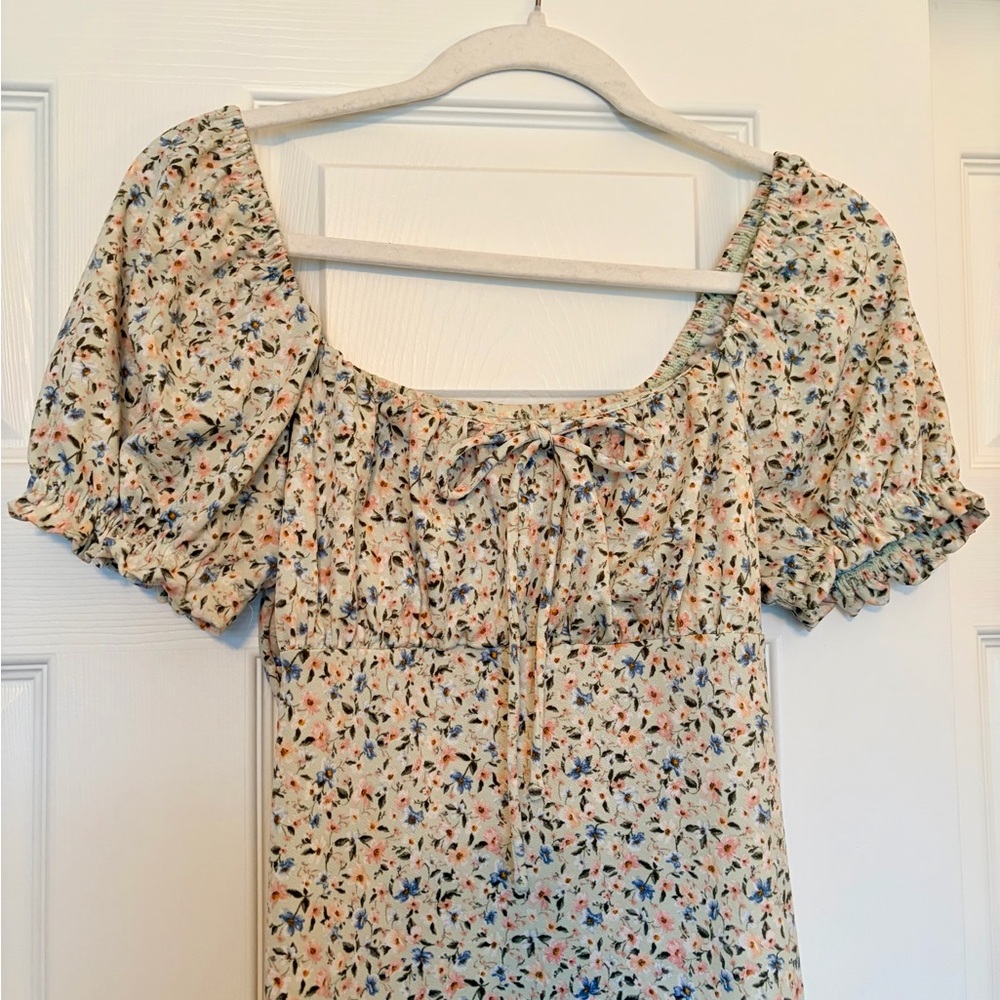 Iris Floral Form Fitting Mini Dress — Size L - Picture 2 of 5